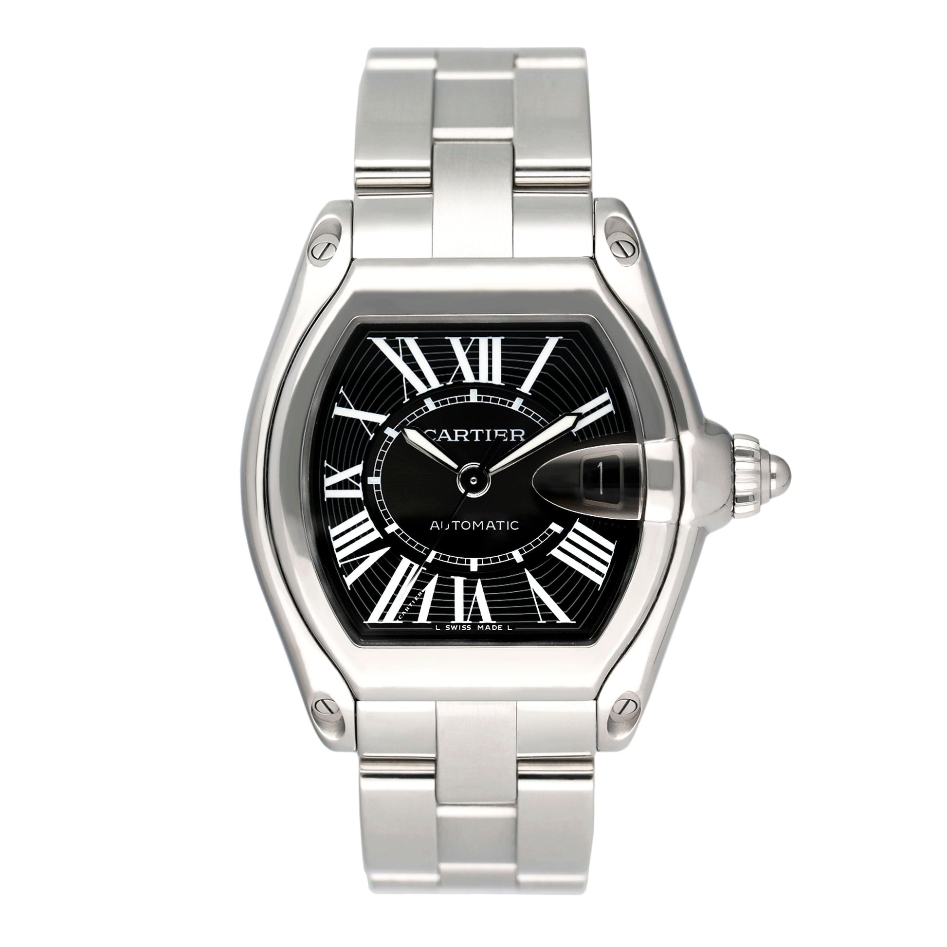 Cartier Roadster W62041V3 Black Dial Steel Mens Watch - Watches