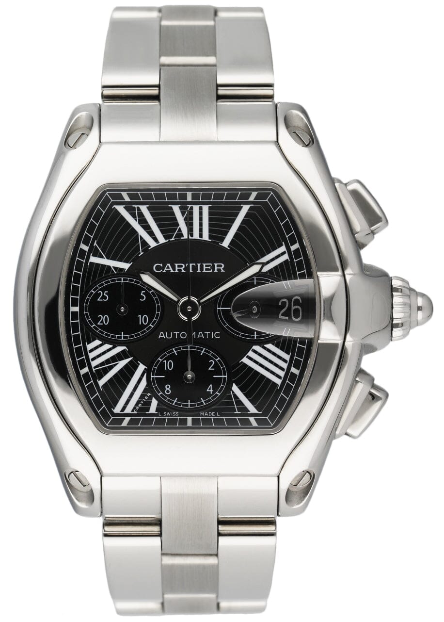 Cartier Roadster XL W62020X6 Black Dial Mens Watch Box Papers - Wristwatch