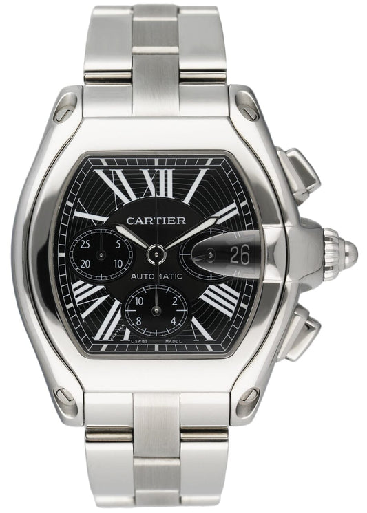 Cartier Roadster XL W62020X6 Black Dial Mens Watch Box Papers - Wristwatch