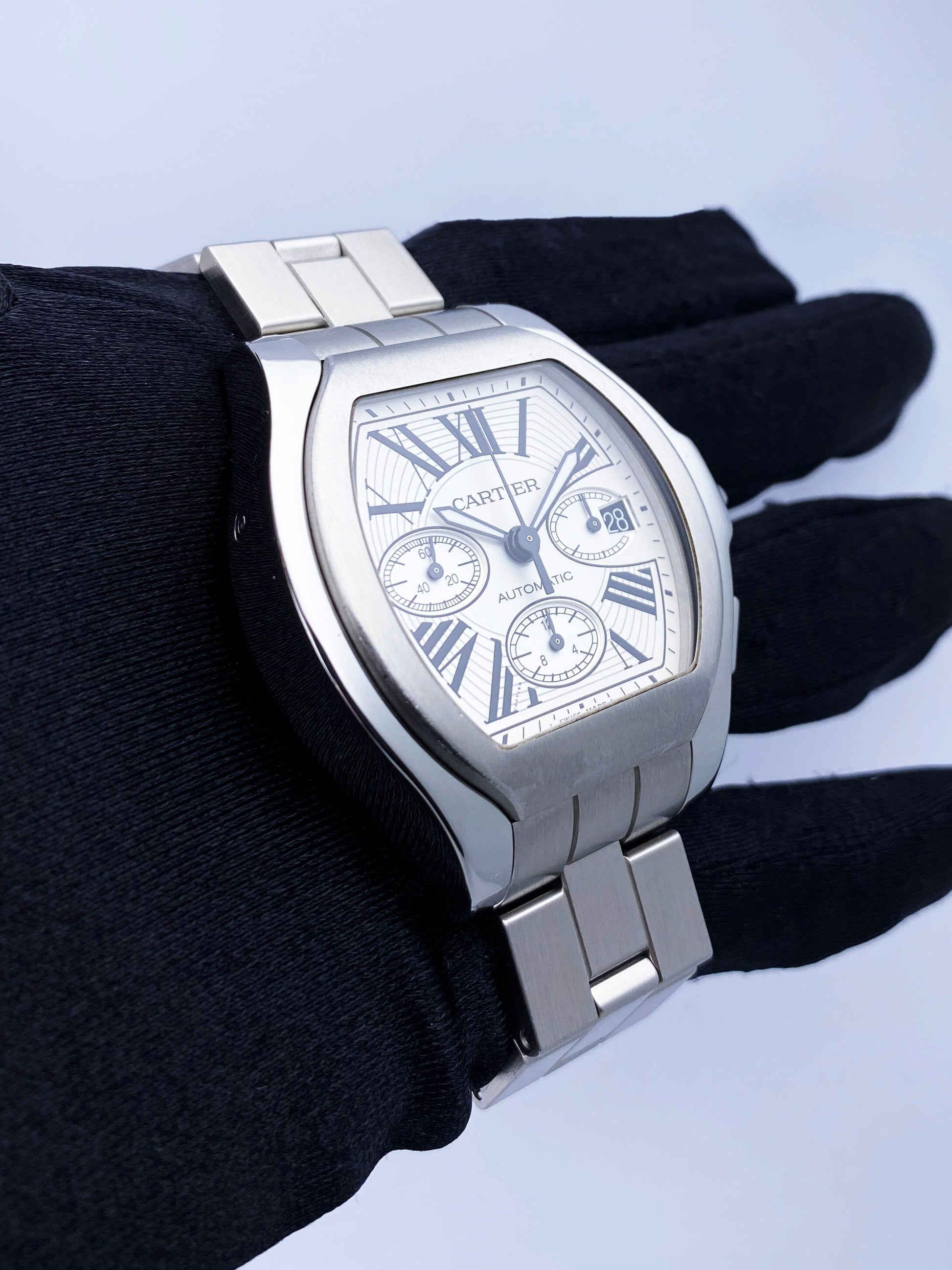 Cartier Roadster XL W6206019 Sliver Dial Mens Watch Box Papers - Wristwatch