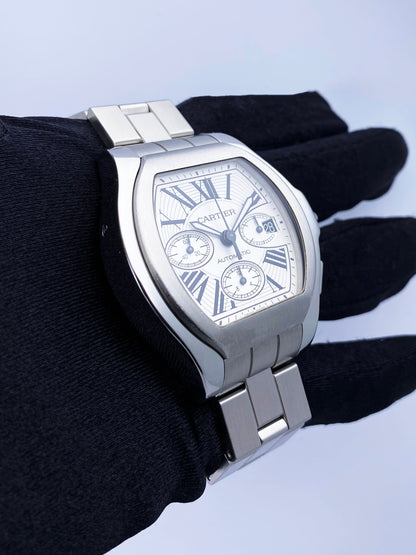 Cartier Roadster XL W6206019 Sliver Dial Mens Watch Box Papers - Wristwatch