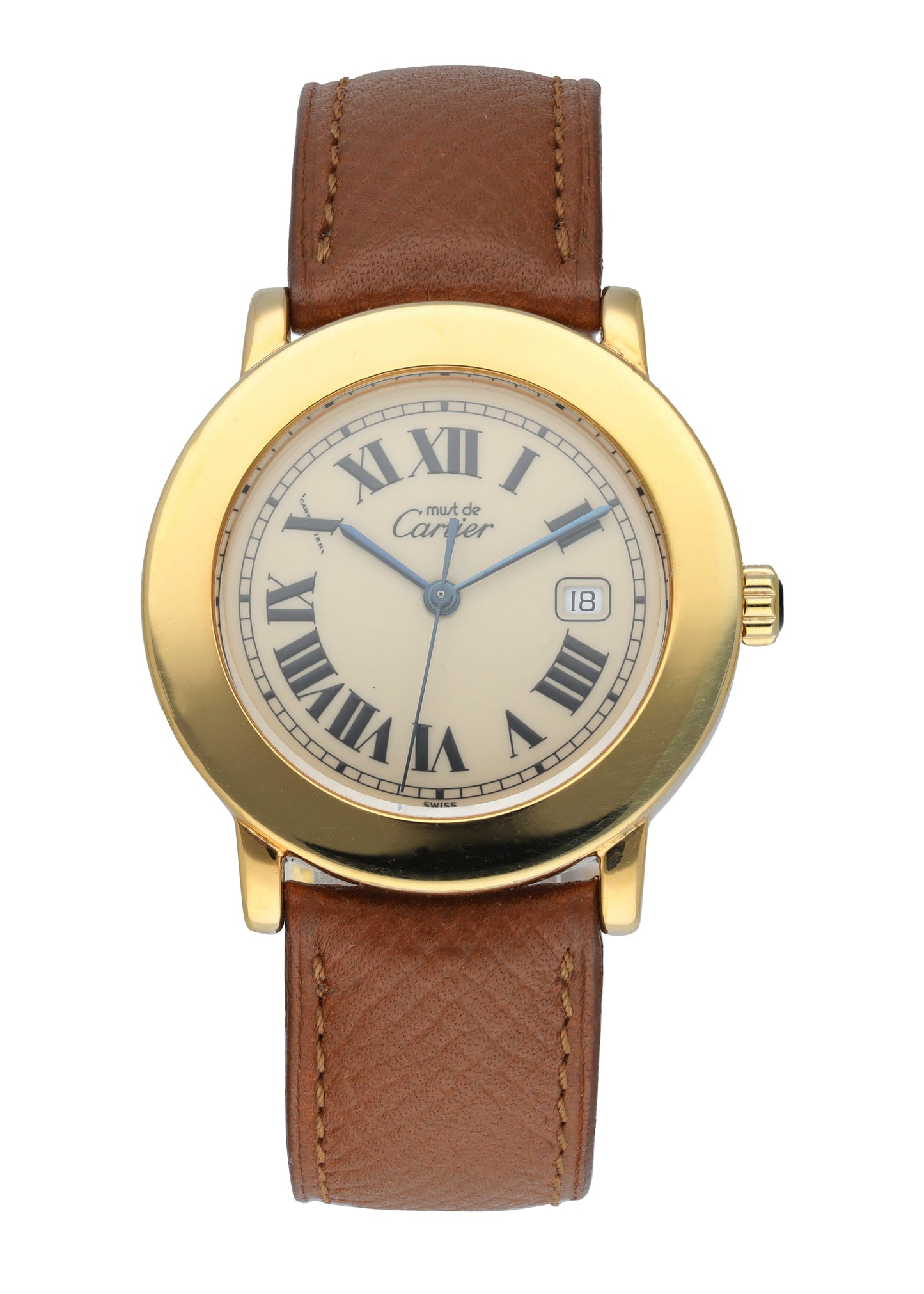 Cartier Ronde 1800.1 Argent Yellow Gold Ladies Watch - Virtual