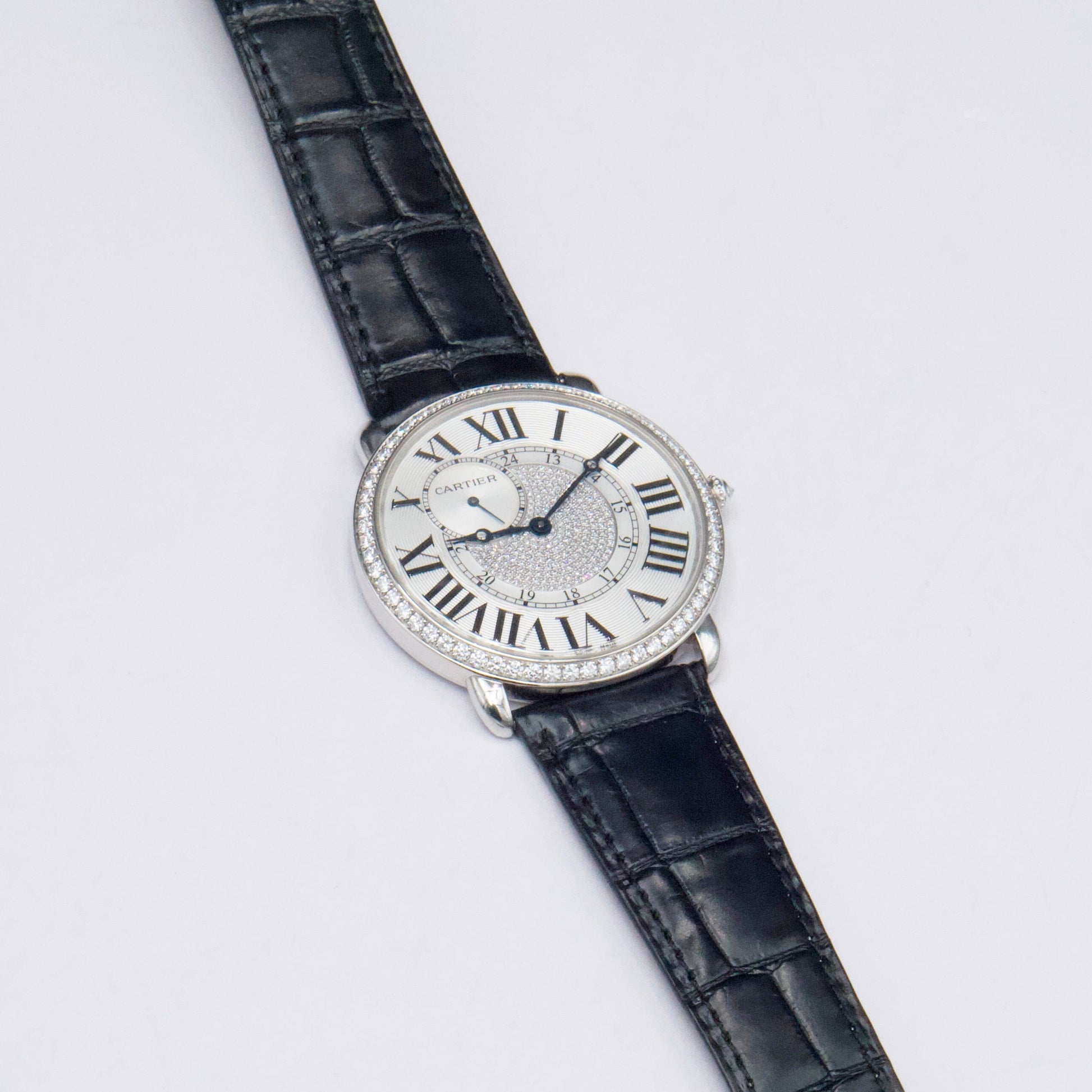Cartier Ronde Louis WR007004 Rhodiumized 18K White gold Mens Watch - Watches