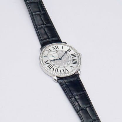 Cartier Ronde Louis WR007004 Rhodiumized 18K White gold Mens Watch - Watches