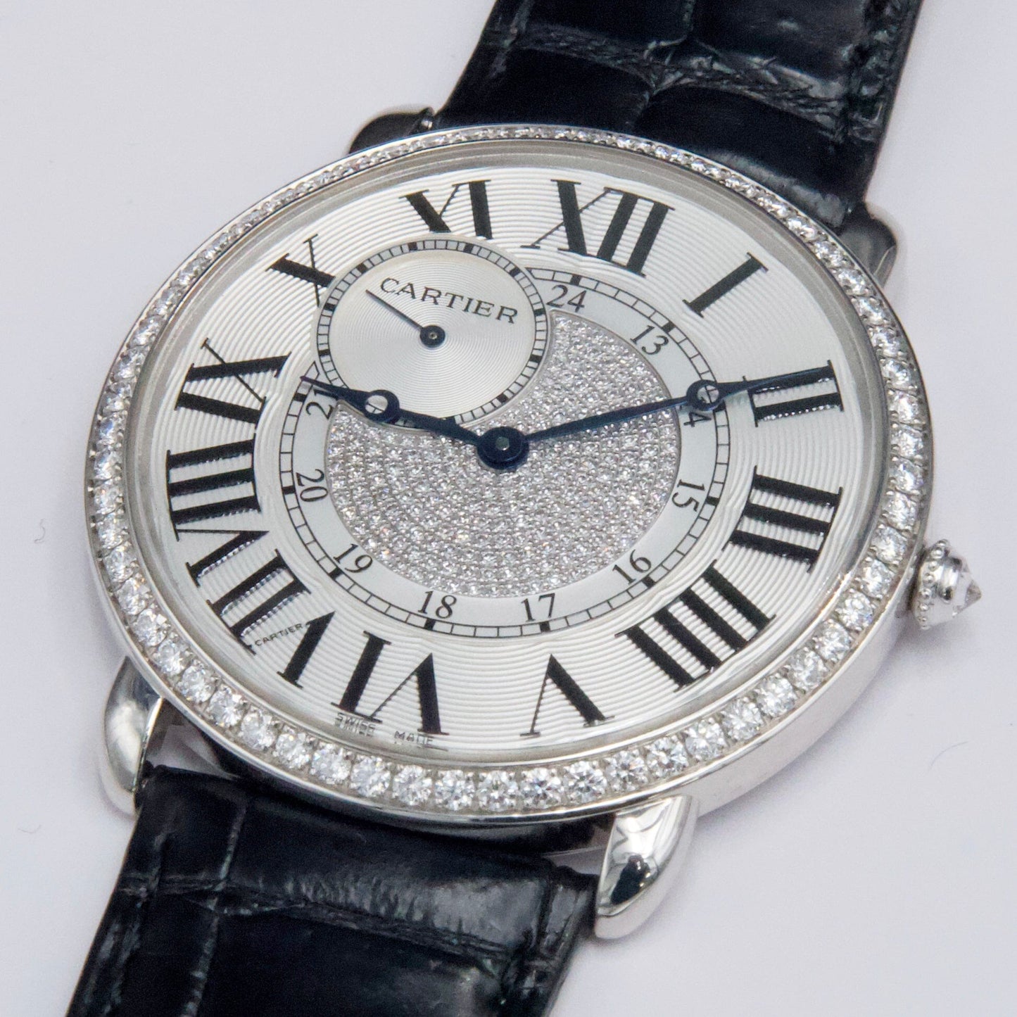 Cartier Ronde Louis WR007004 Rhodiumized 18K White gold Mens Watch - Watches