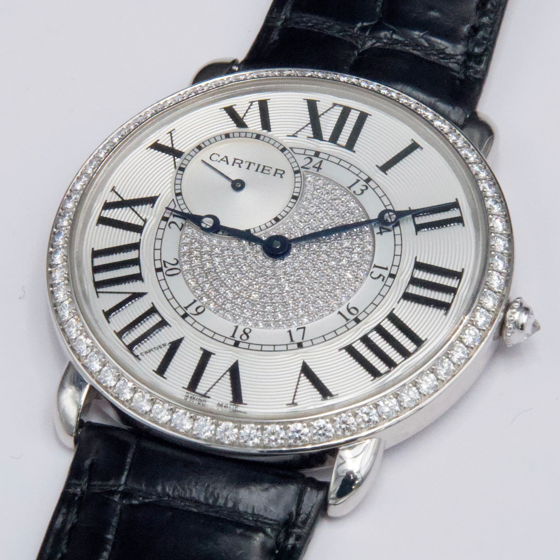 Cartier Ronde Louis WR007004 Rhodiumized 18K White gold Mens Watch - Watches