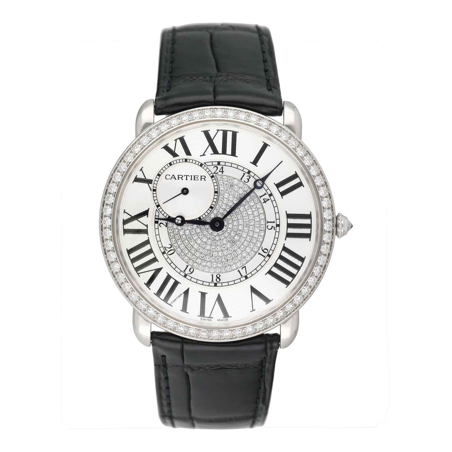 Cartier Ronde Louis WR007004 Rhodiumized 18K White gold Mens Watch - Watches