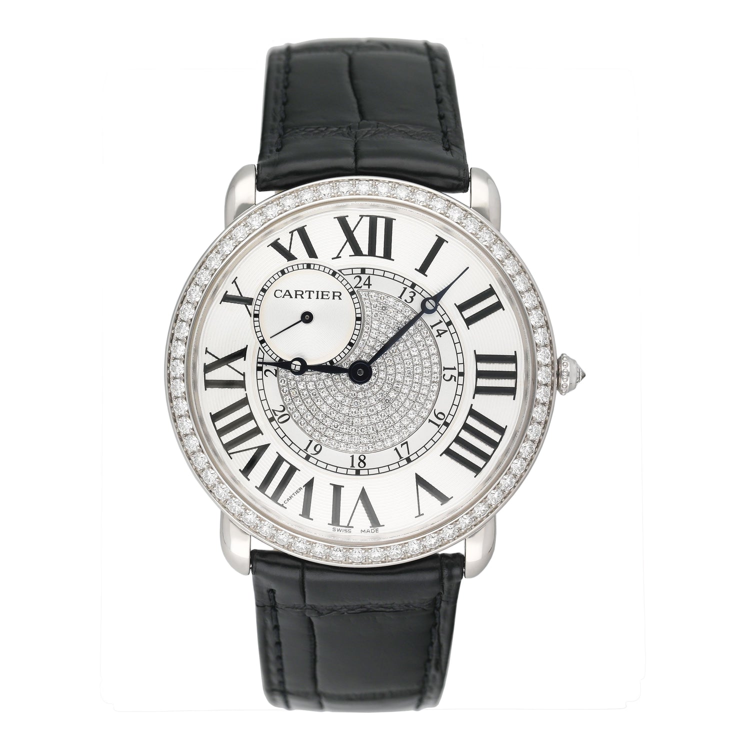 Cartier Ronde Louis WR007004 Rhodiumized 18K White gold Mens Watch - Watches