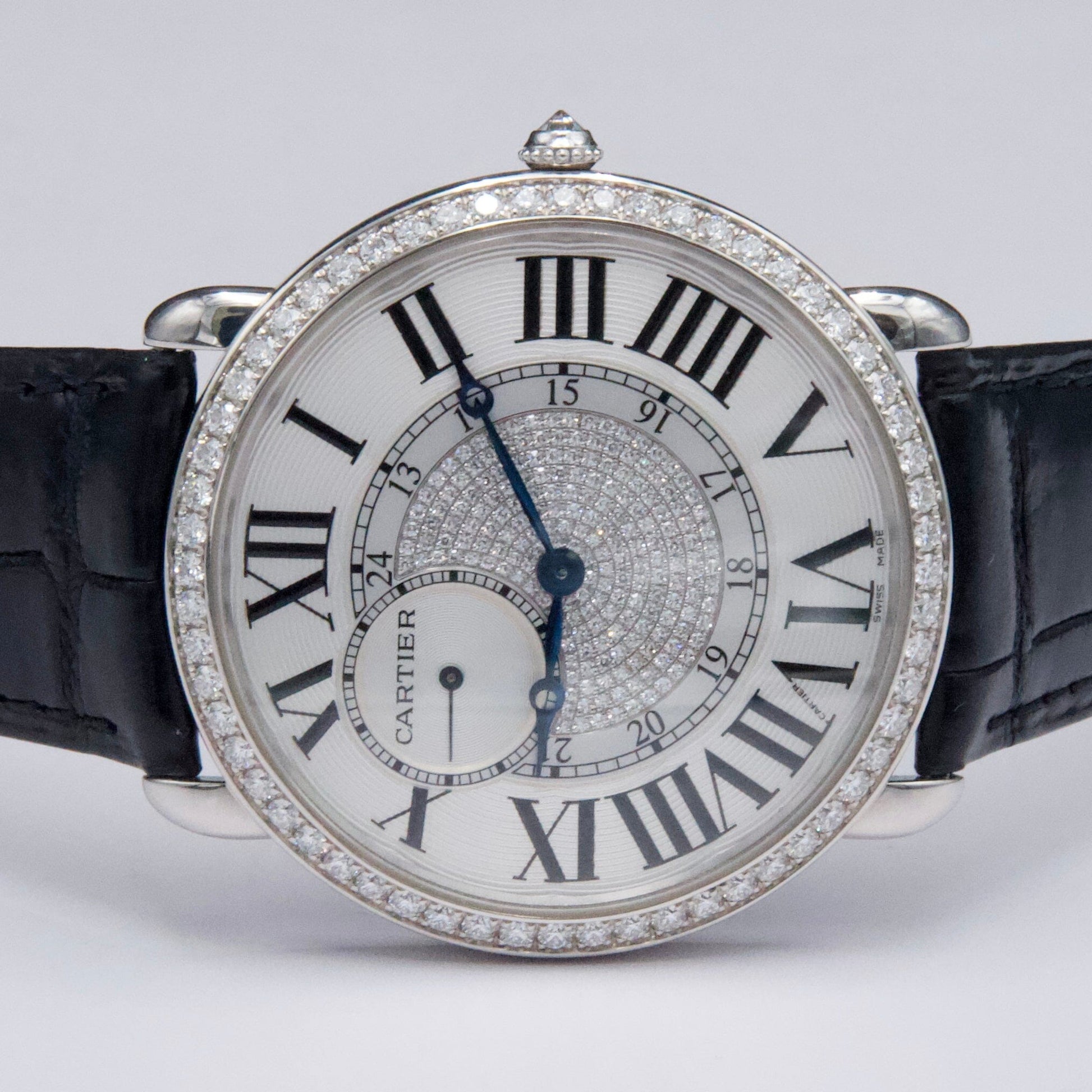 Cartier Ronde Louis WR007004 Rhodiumized 18K White gold Mens Watch - Watches