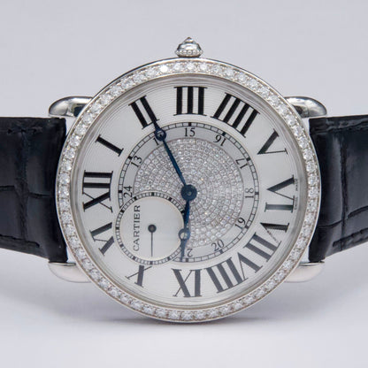 Cartier Ronde Louis WR007004 Rhodiumized 18K White gold Mens Watch - Watches