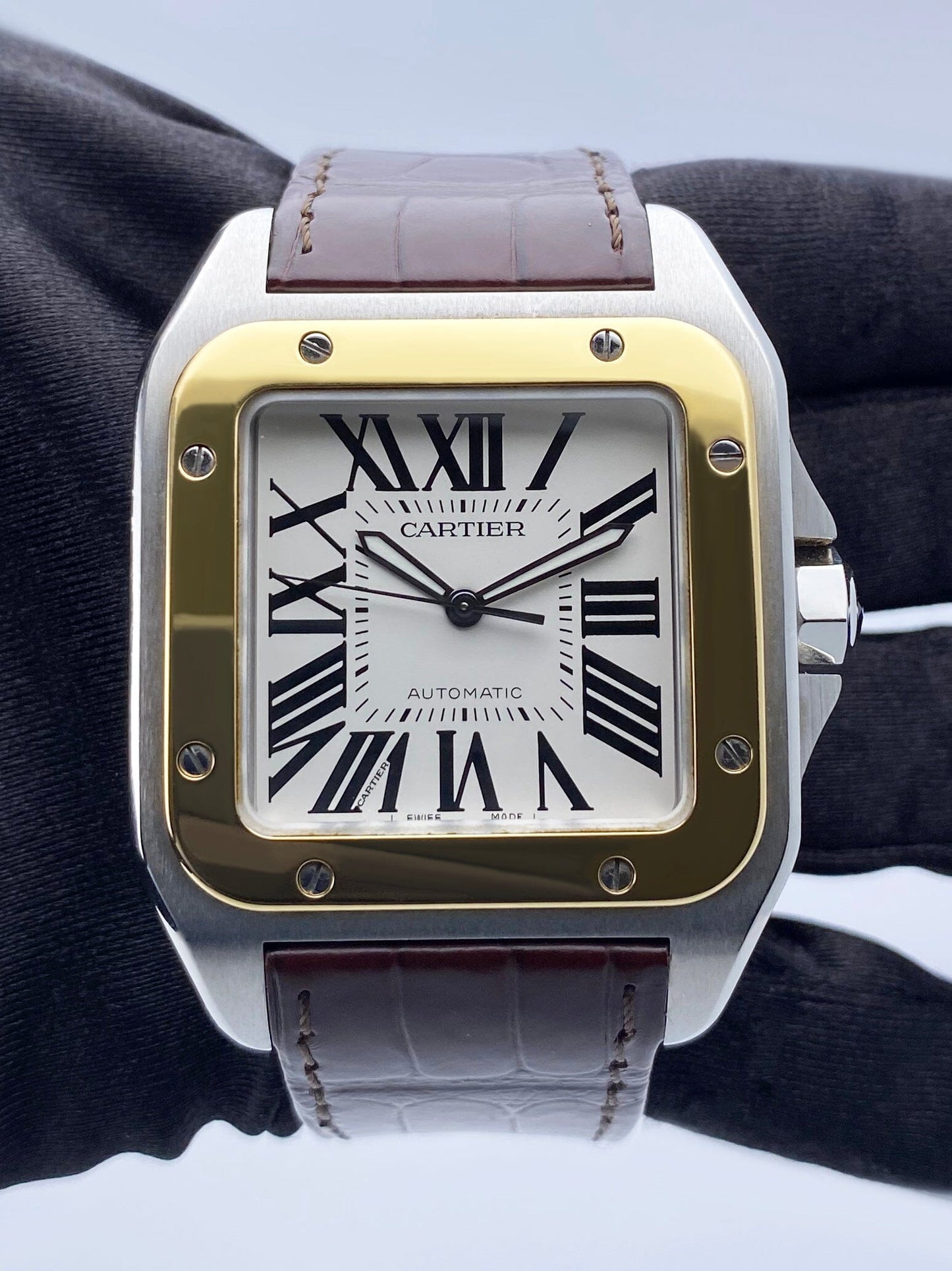 Cartier Santos-100 Large W20072X7 Two Tones Mens Watch Box Papers - Watches