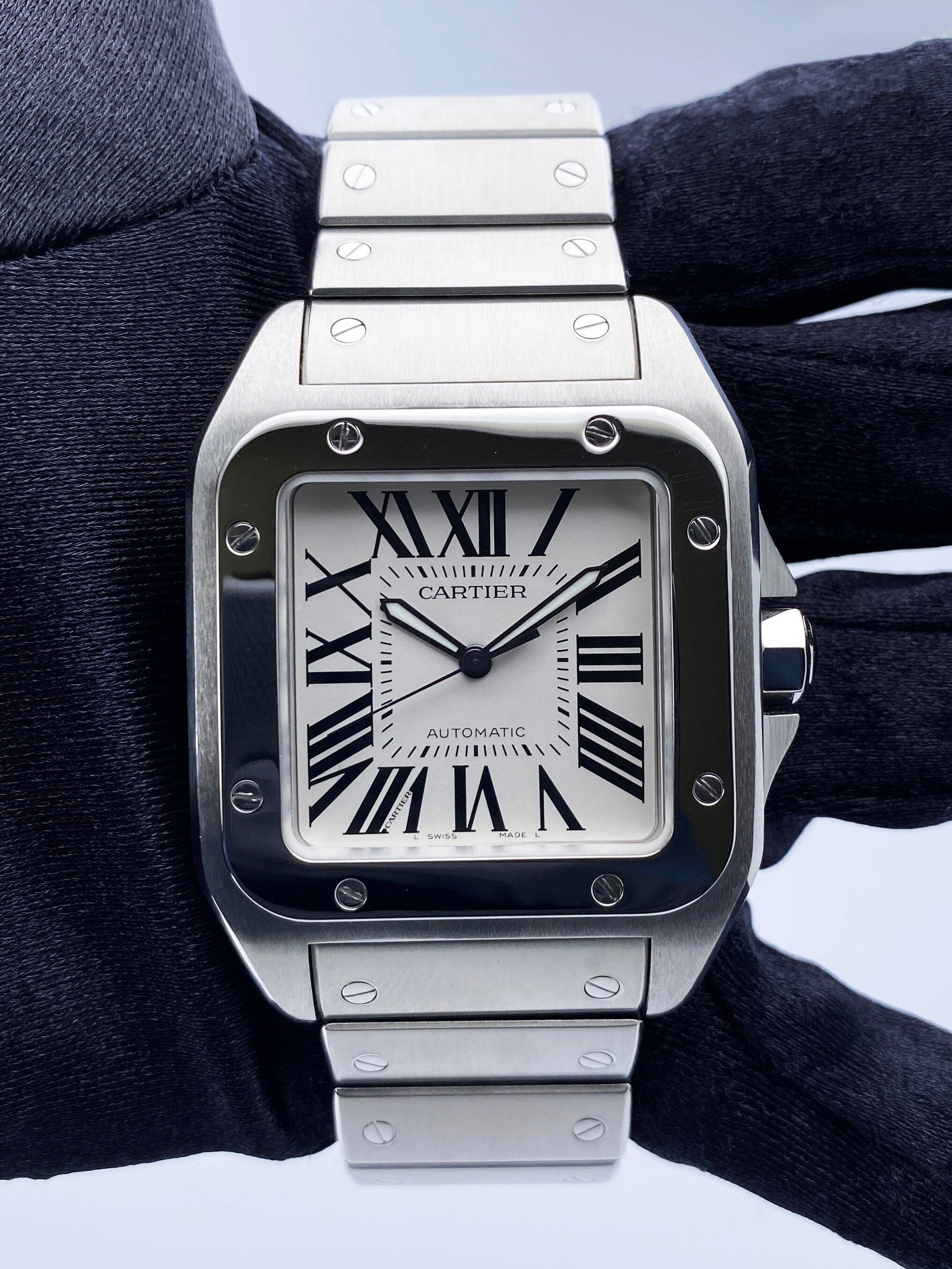 Cartier Santos-100 XL W200737G Stainless Steel Mens Watch - Wristwatch