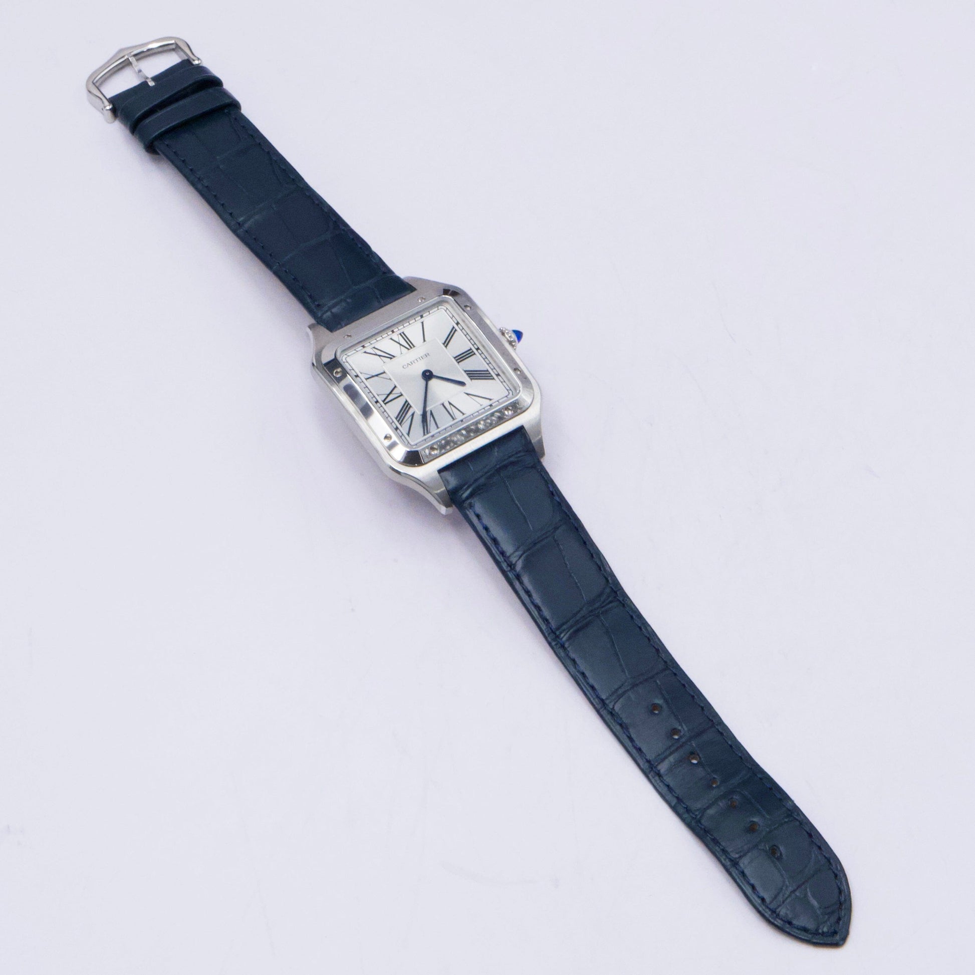 Cartier Santos Dumont XL WSSA0032 Silver Dial Steel Mens Watch Box Papers - Watches
