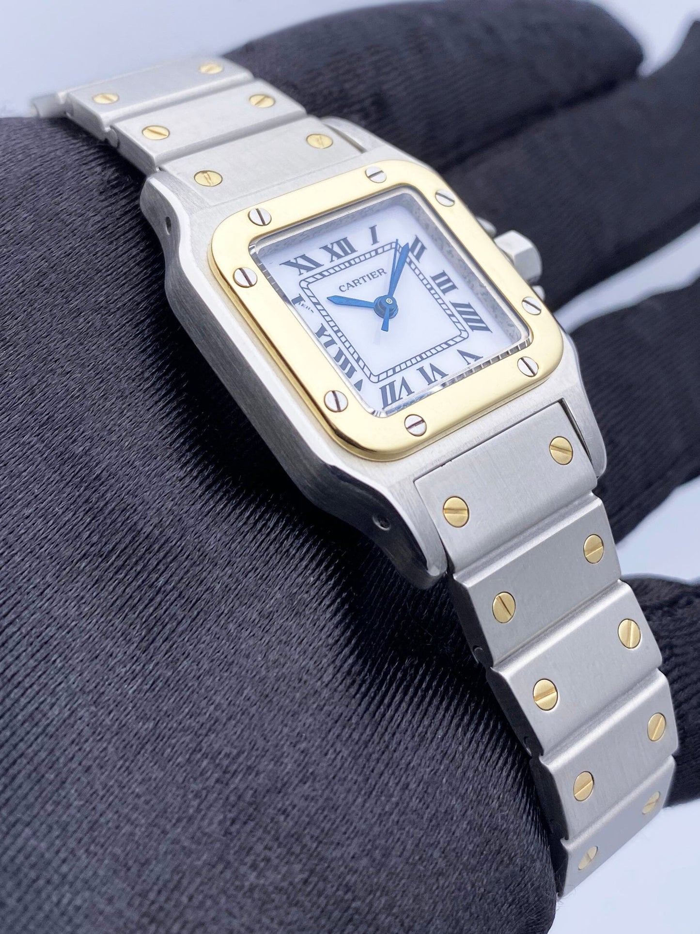 Cartier Santos Galbee 18K Yellow Gold Steel Ladies Watch