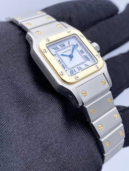 Cartier Santos Galbee 18K Yellow Gold Steel Ladies Watch