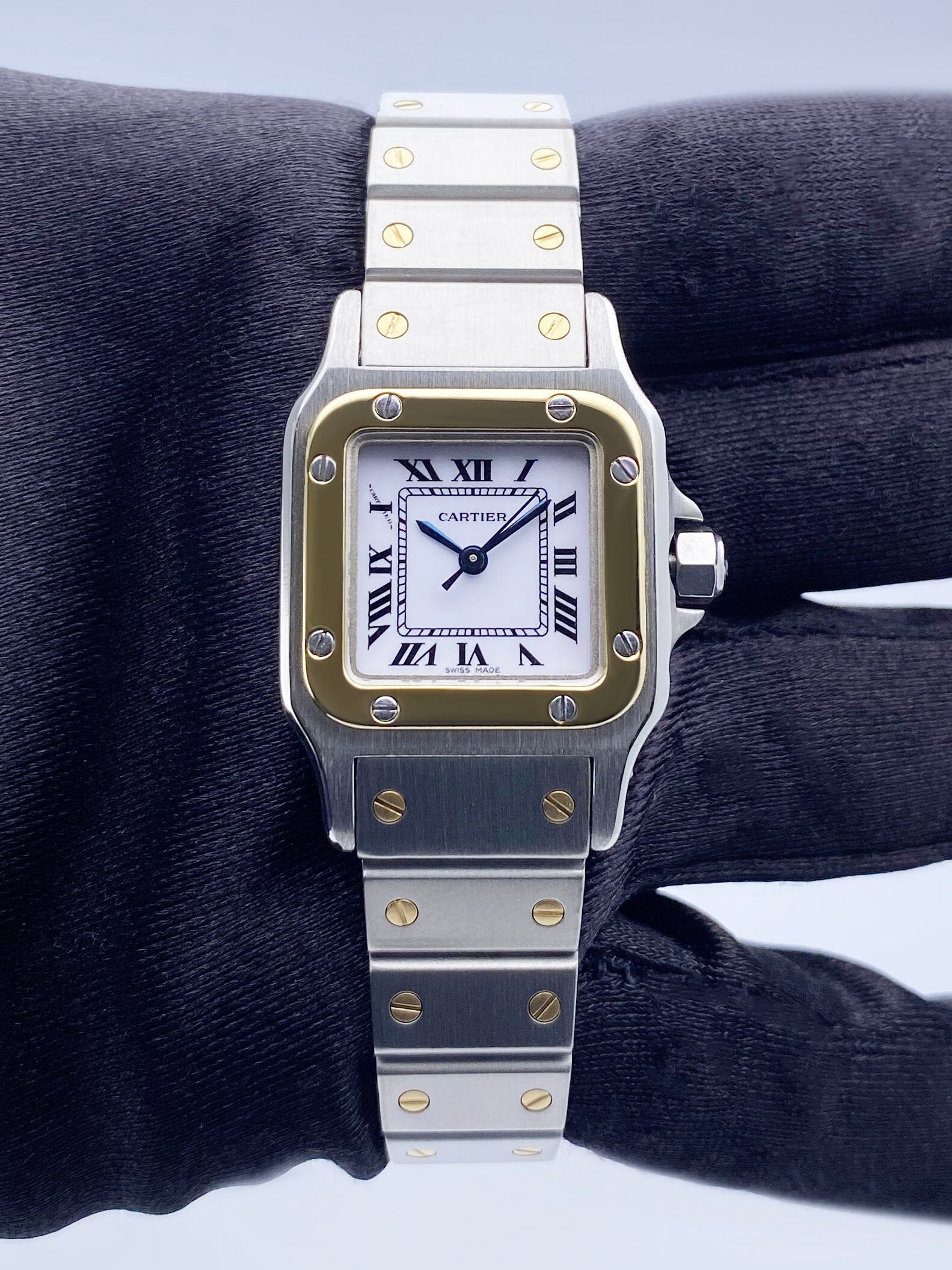 Cartier Santos Galbee 18K Yellow Gold Steel Ladies Watch