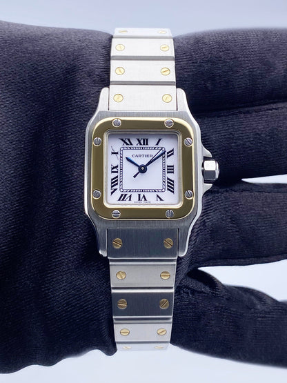 Cartier Santos Galbee 18K Yellow Gold Steel Ladies Watch