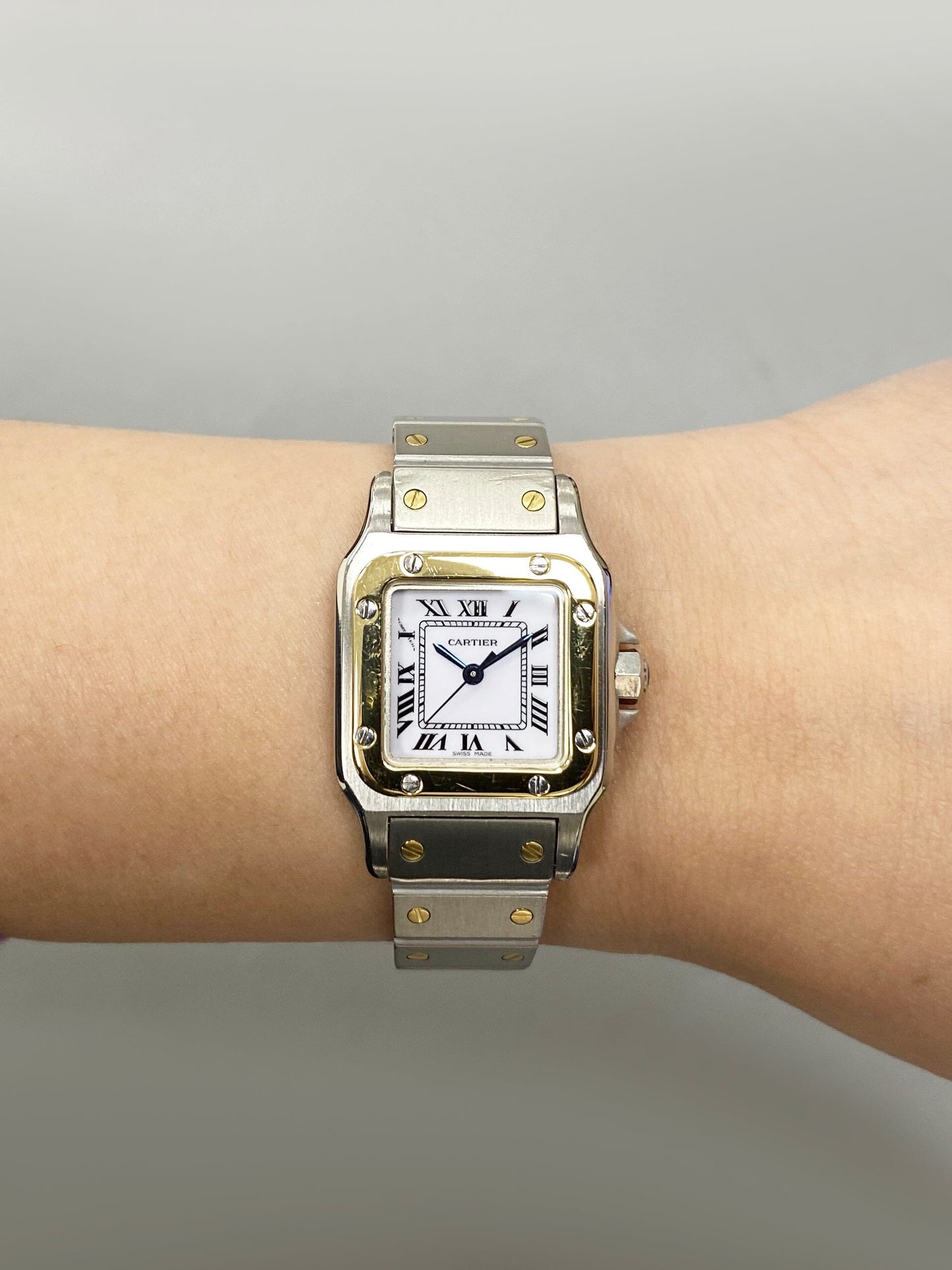 Cartier Santos Galbee 18K Yellow Gold Steel Ladies Watch