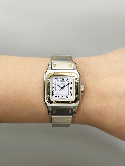 Cartier Santos Galbee 18K Yellow Gold Steel Ladies Watch