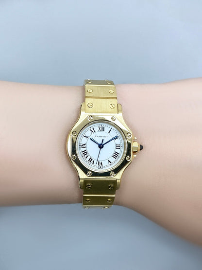 Cartier Santos Octagon 0906 18K Yellow Gold Ladies Watch Box Papers - Watches