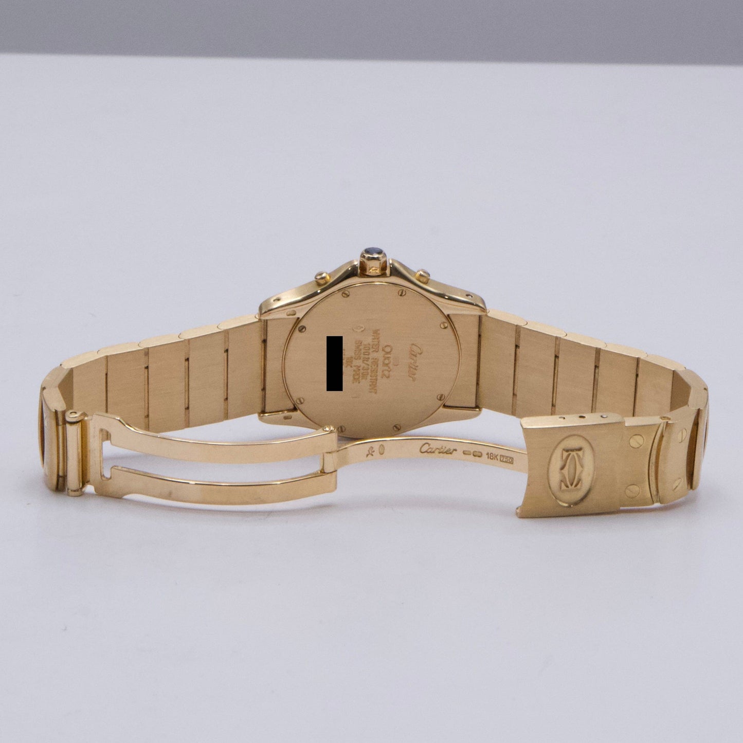 Cartier Santos Ronde W15078G1 Blue Dial Yellow Gold Ladies Watch - Watches