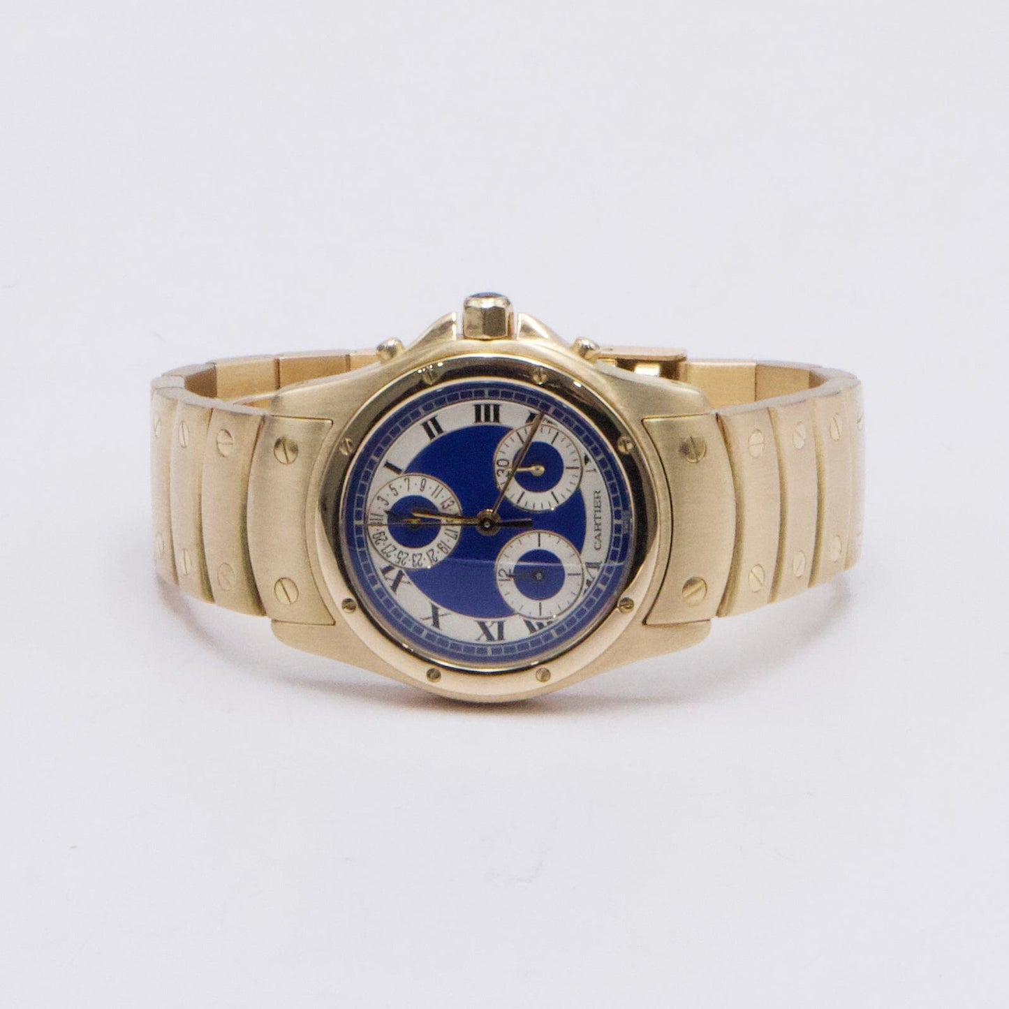 Cartier Santos Ronde W15078G1 Blue Dial Yellow Gold Ladies Watch - Watches