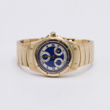 Cartier Santos Ronde W15078G1 Blue Dial Yellow Gold Ladies Watch - Watches
