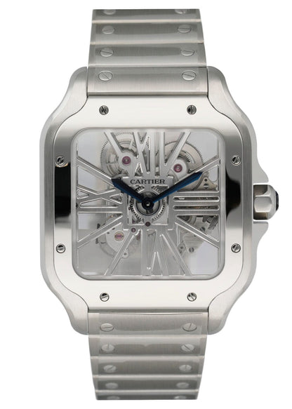 Cartier Santos Skeleton WHSA0015 Large Mens Watch Box & Papers - Virtual