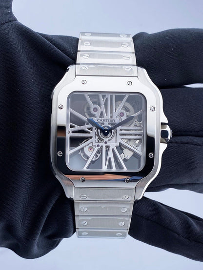 Cartier Santos Skeleton WHSA0015 Large Mens Watch Box & Papers - Virtual