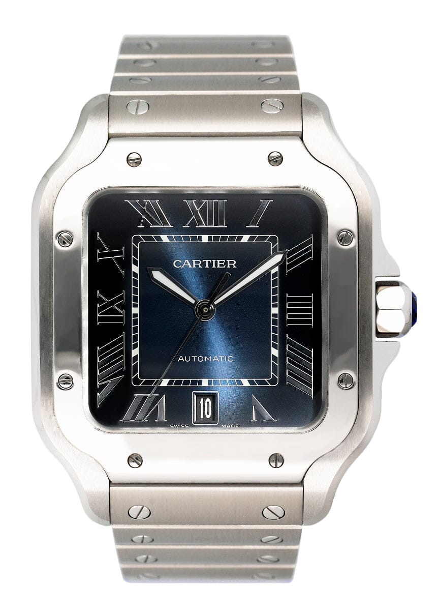 Cartier Santos WSSA0030 Blue Dial Mens Watch Box Papers - Wristwatch