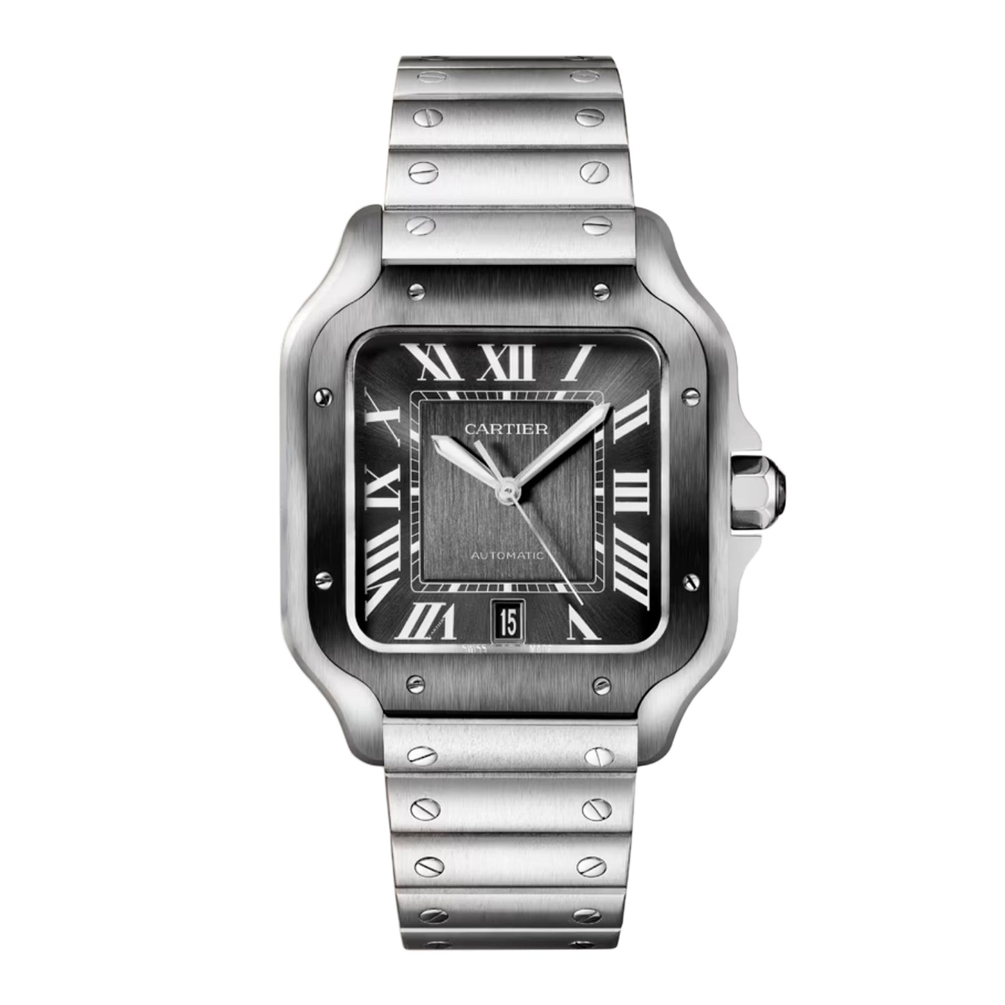 Cartier Santos WSSA0037 Grey Dial Mens Watch Box Papers