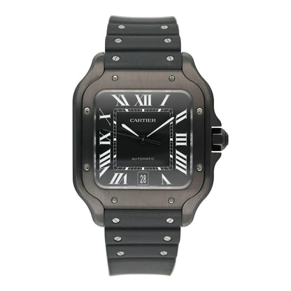 Cartier Santos WSSA0039 Large Black Dial Mens Watch Box Papers
