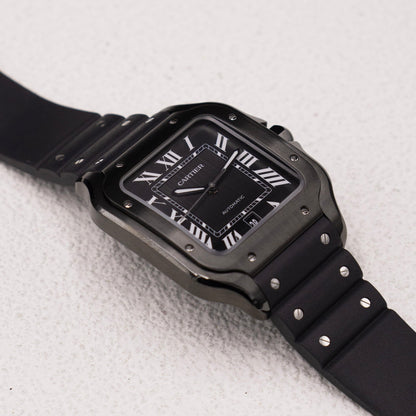 Cartier Santos WSSA0039 Large Black Dial Mens Watch Box Papers - Watches