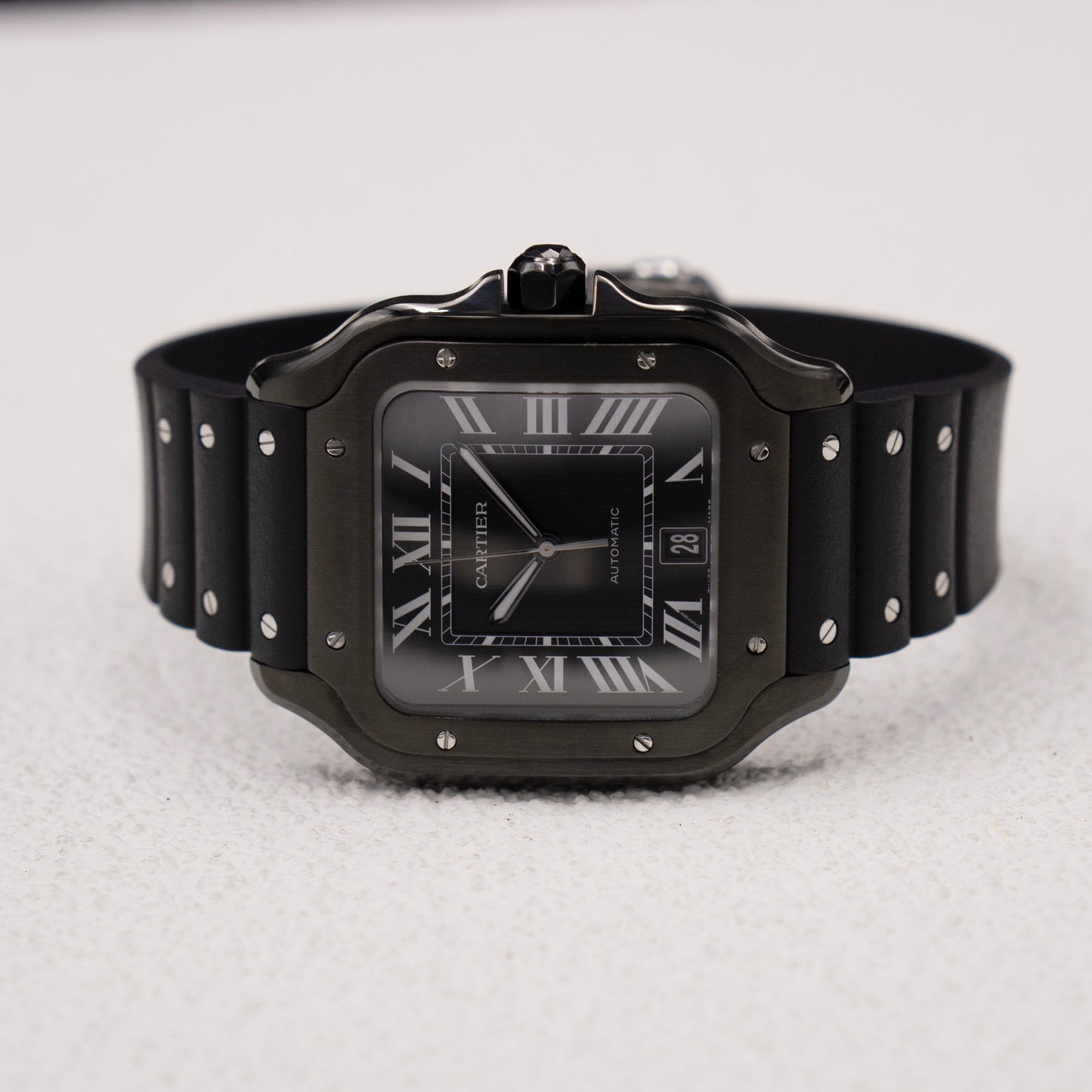 Cartier Santos WSSA0039 Large Black Dial Mens Watch Box Papers - Watches