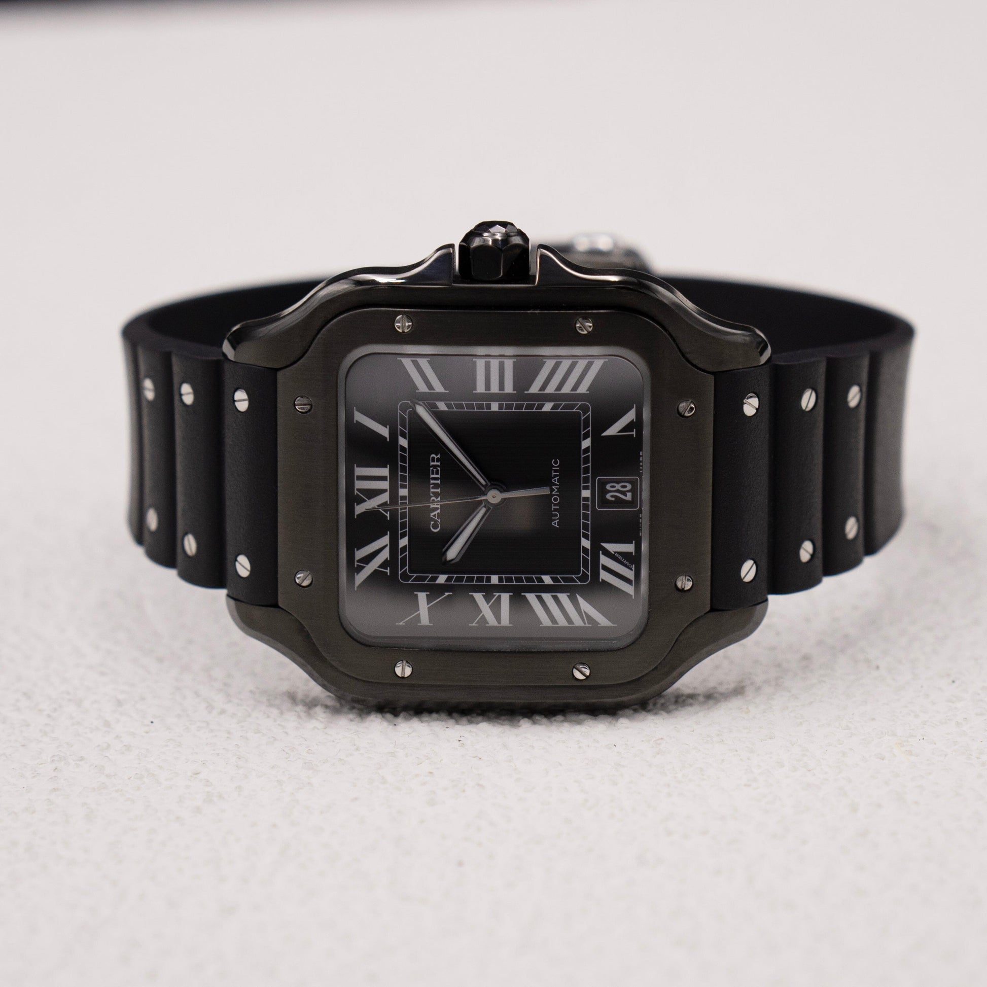 Cartier Santos WSSA0039 Large Black Dial Mens Watch Box Papers - Watches
