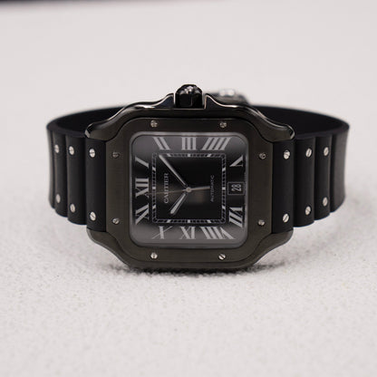 Cartier Santos WSSA0039 Large Black Dial Mens Watch Box Papers - Watches