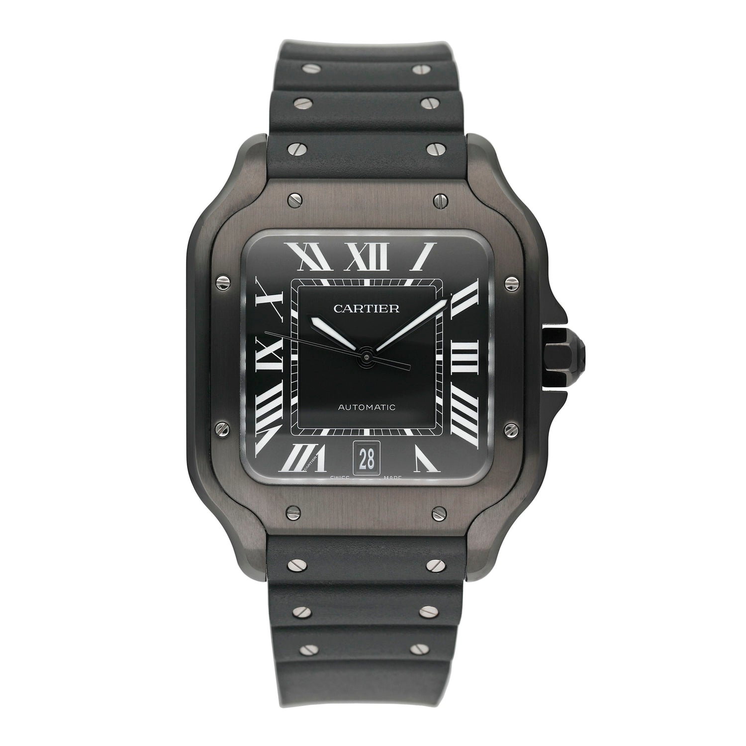 Cartier Santos WSSA0039 Large Black Dial Mens Watch Box Papers - Watches