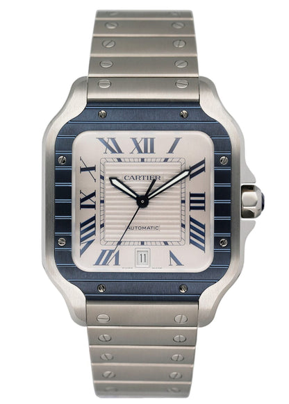 Cartier Santos WSSA0047 Grey Dial Mens Watch Box Papers - Watches