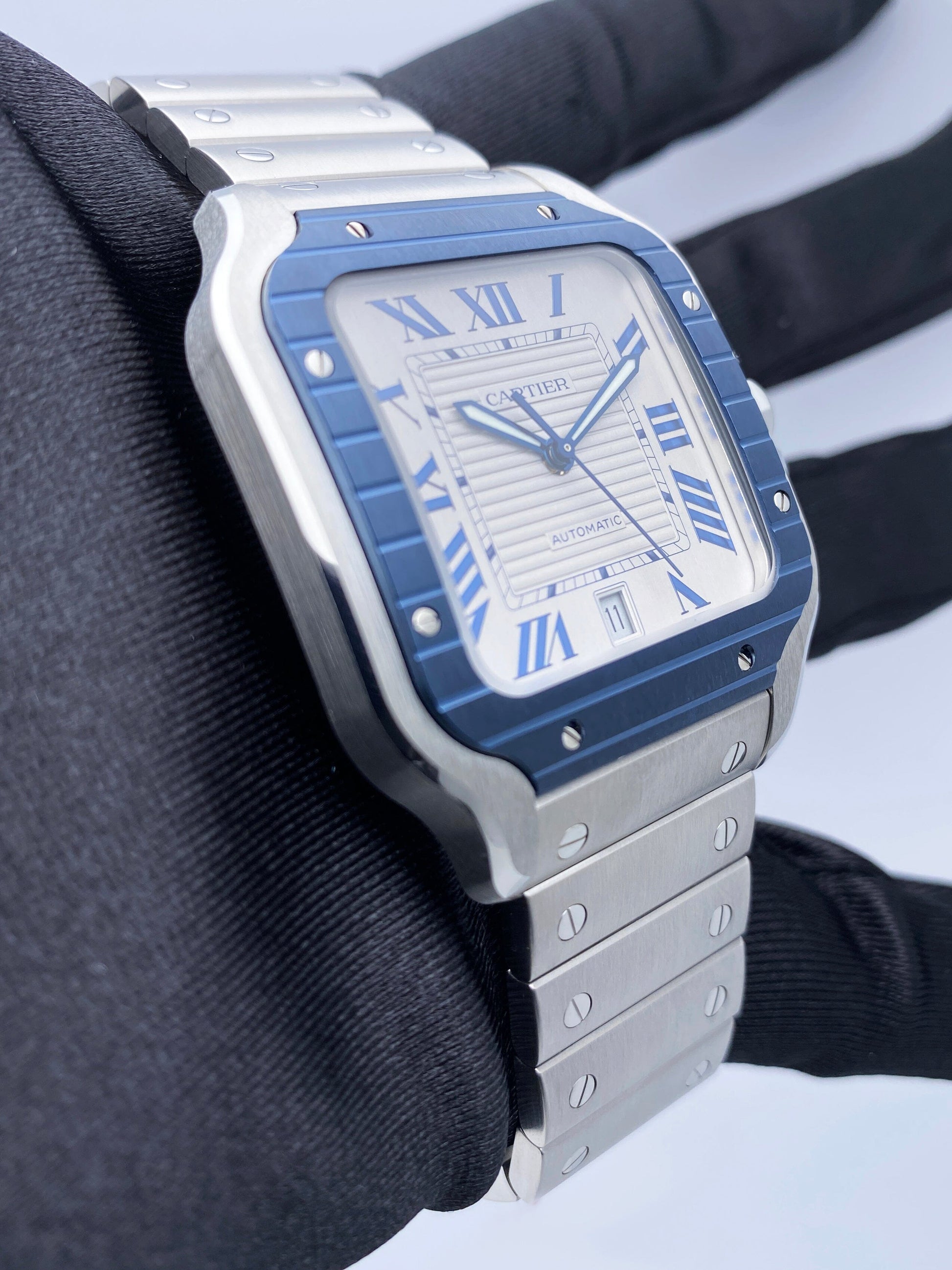 Cartier Santos WSSA0047 Grey Dial Mens Watch Box Papers - Watches
