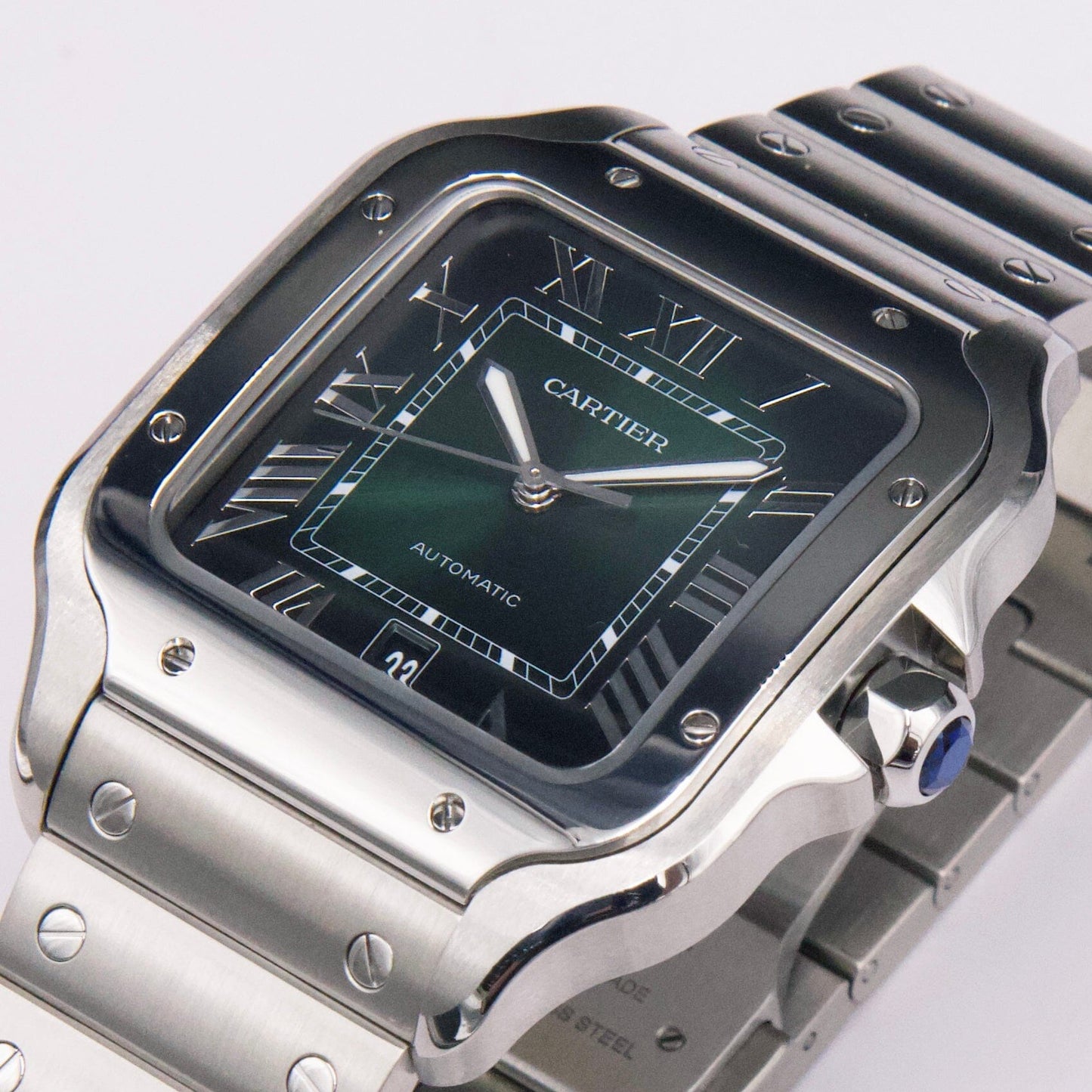 Cartier Santos WSSA0062 Green Dial Mens Watch Box Papers - Watches