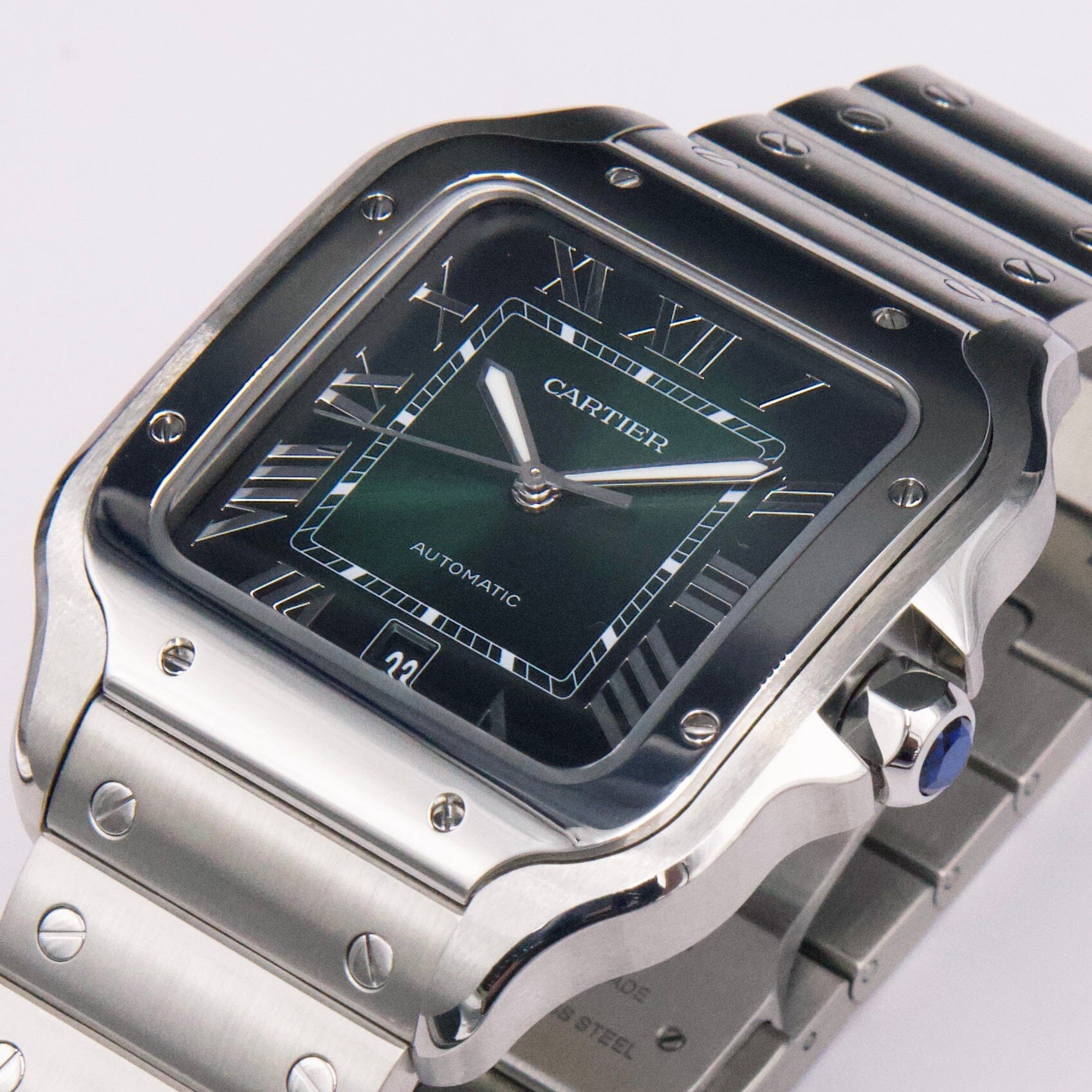 Cartier Santos WSSA0062 Green Dial Mens Watch Box Papers - Watches