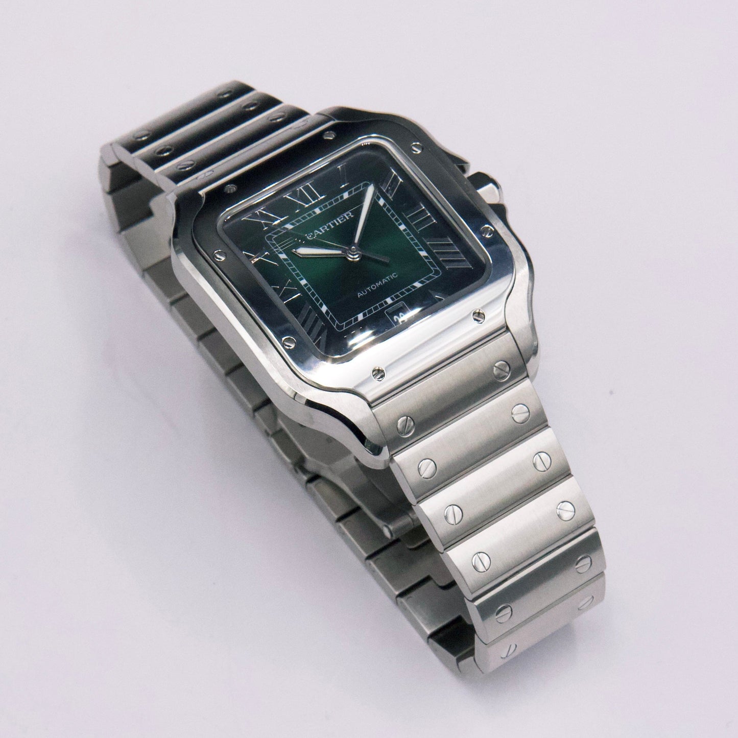 Cartier Santos WSSA0062 Green Dial Mens Watch Box Papers - Watches