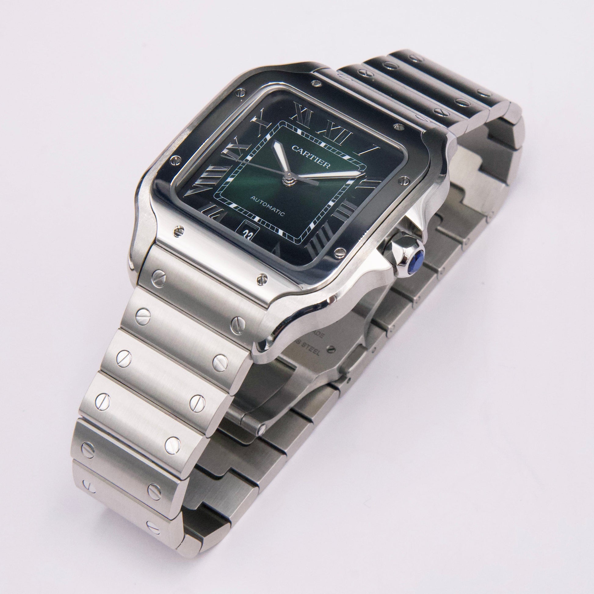 Cartier Santos WSSA0062 Green Dial Mens Watch Box Papers - Watches