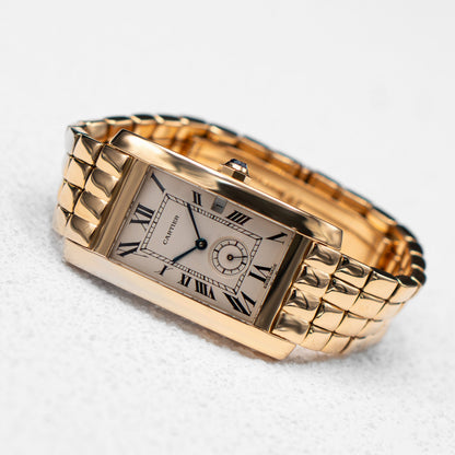 Cartier Tank Americaine 811904 18K Yellow Gold Mens Watch - Watches