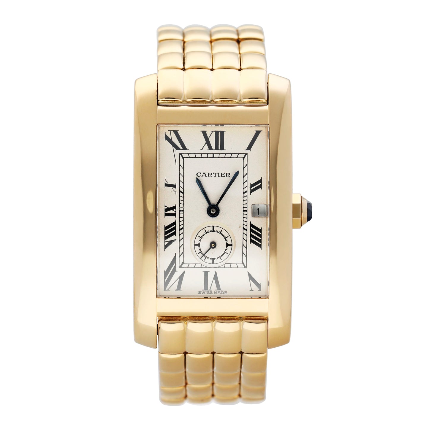 Cartier Tank Americaine 811904 18K Yellow Gold Mens Watch - Watches