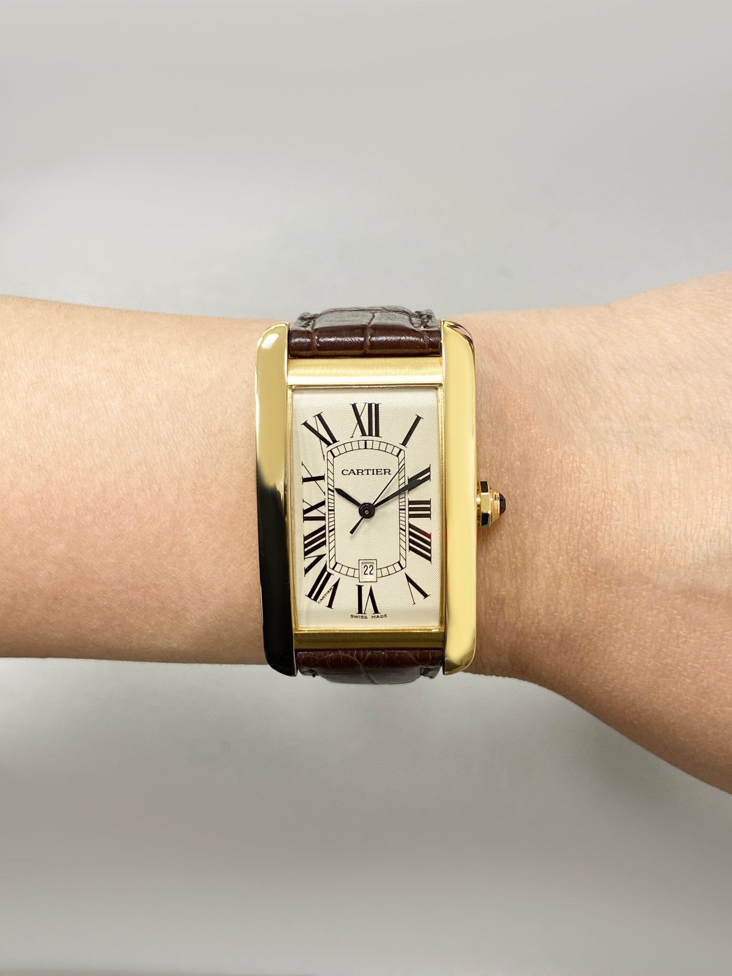 Cartier Tank Americaine Large W2603156 18K Yellow Gold Mens Watch - Watches