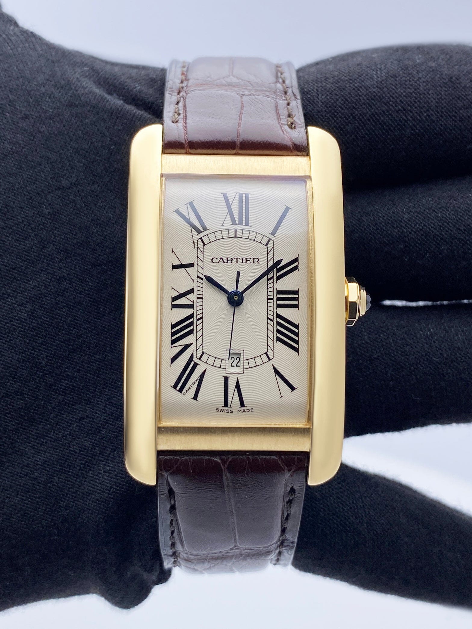 Cartier Tank Americaine Large W2603156 18K Yellow Gold Mens Watch - Watches