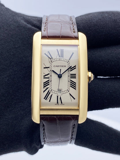 Cartier Tank Americaine Large W2603156 18K Yellow Gold Mens Watch - Watches