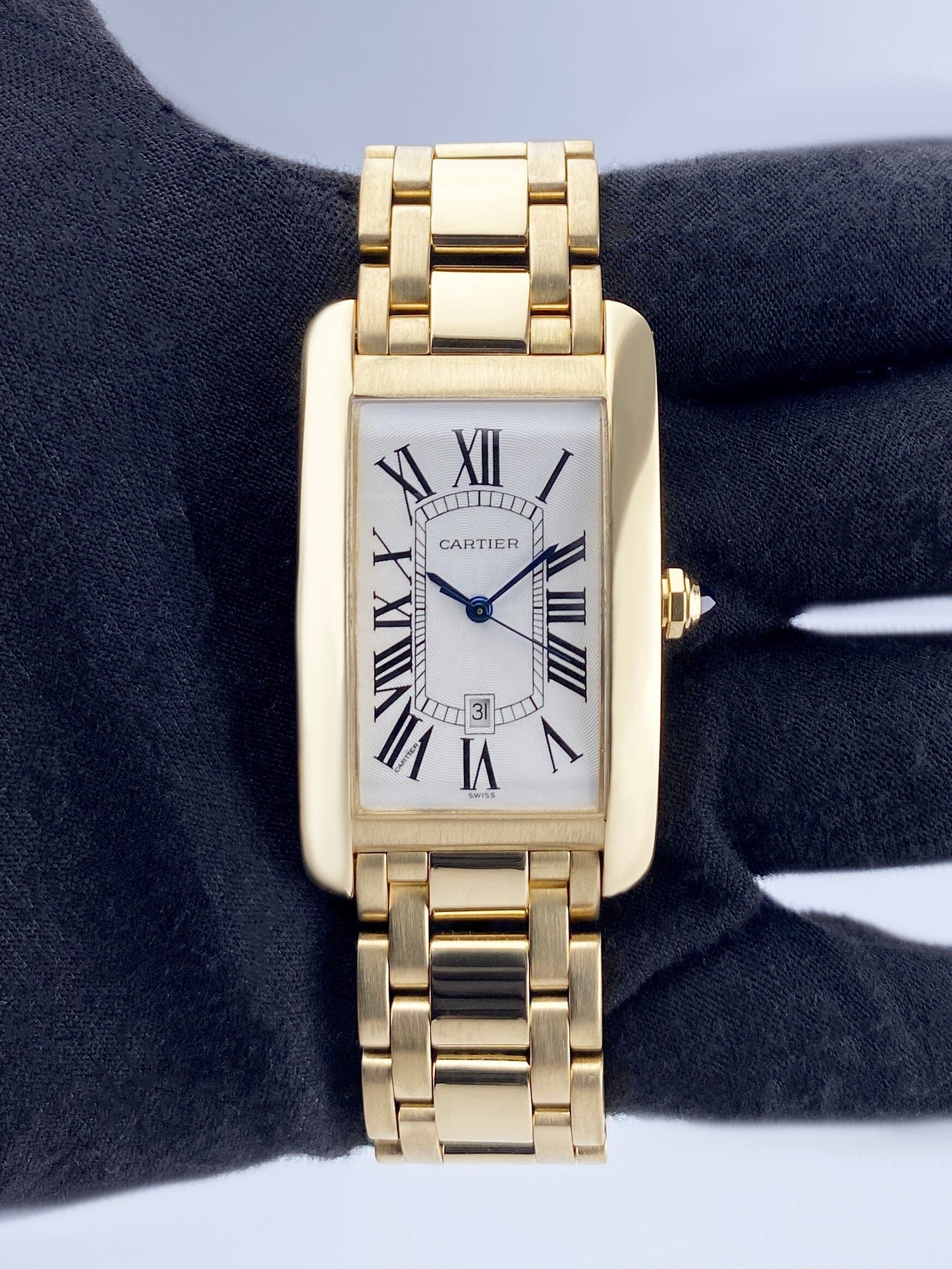 Cartier Tank Americaine Large W26031K2 18K Yellow Gold Mens Watch - Watches