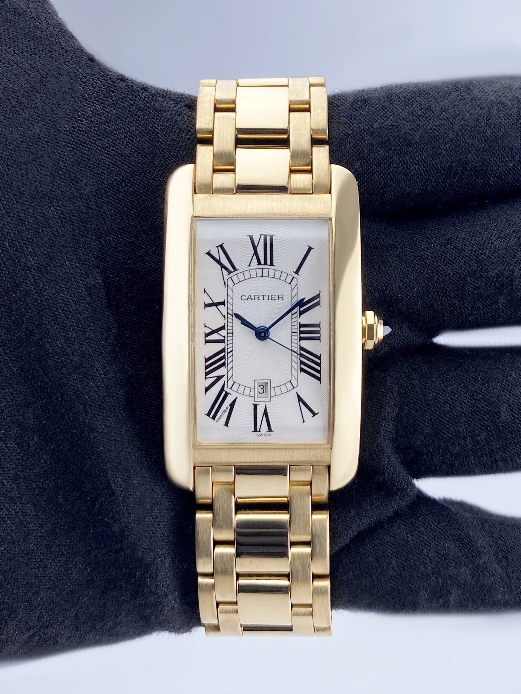 Cartier Tank Americaine Large W26031K2 18K Yellow Gold Mens Watch - Watches